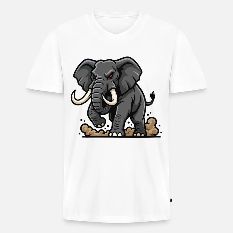 Wild Elephant Charge Maskottchen Elefanten Power - Männer Premium Bio T-Shirt mit V-Ausschnitt - Weiß