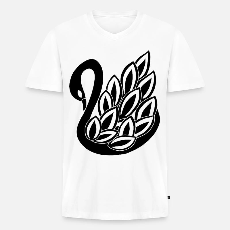 Il Cigno Nero - Maglietta ecologica premium da uomo con scollo a V - bianco