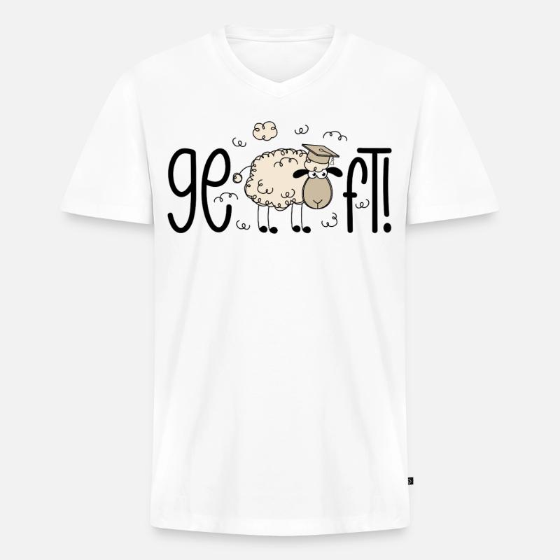 Geschafft! Schaf - Männer Premium Bio T-Shirt mit V-Ausschnitt - Weiß