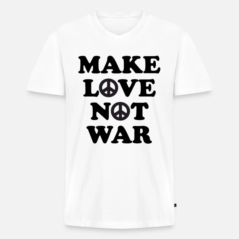Make Love not War - Männer Premium Bio T-Shirt mit V-Ausschnitt - Weiß