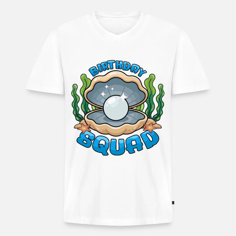 Birthday Squad Beach Summer Cruise Shell - Männer Premium Bio T-Shirt mit V-Ausschnitt - Weiß