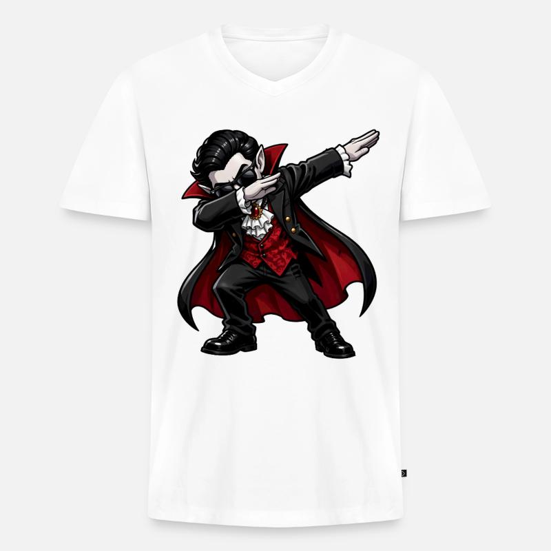 Dabbing Vampir - Männer Premium Bio T-Shirt mit V-Ausschnitt - Weiß