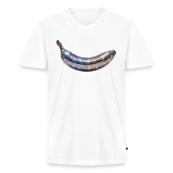 Disco Banana - Männer Premium Bio T-Shirt mit V-Ausschnitt - Weiß - Vorne - Nico (187cm)