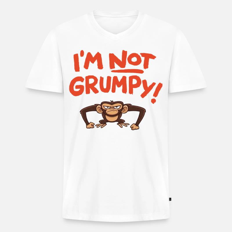 I´m not grumpy - Männer Premium Bio T-Shirt mit V-Ausschnitt - Weiß
