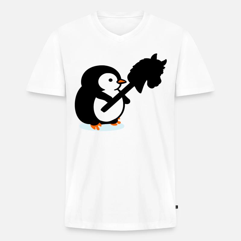 Hobby Horsing Kinder Pinguin - Männer Premium Bio T-Shirt mit V-Ausschnitt - Weiß