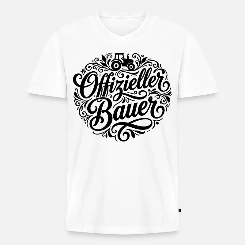 Offizieller Bauer - Männer Premium Bio T-Shirt mit V-Ausschnitt - Weiß