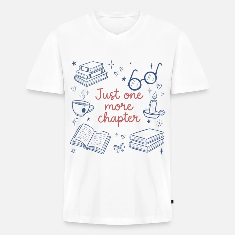 Nur noch ein Kapitel – Buchlesung - Männer Premium Bio T-Shirt mit V-Ausschnitt - Weiß