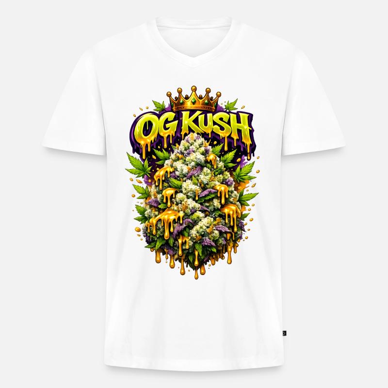 OG Kush Graffiti Bud Art Print - Männer Premium Bio T-Shirt mit V-Ausschnitt - Weiß