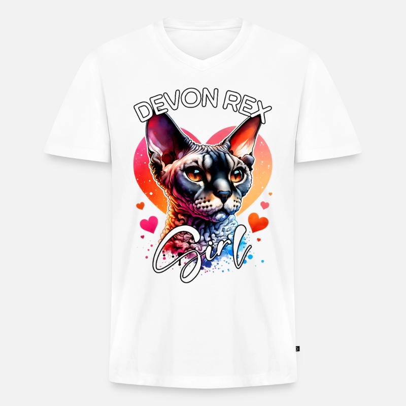 Devon Rex Mädchen Devon Rex - Männer Premium Bio T-Shirt mit V-Ausschnitt - Weiß