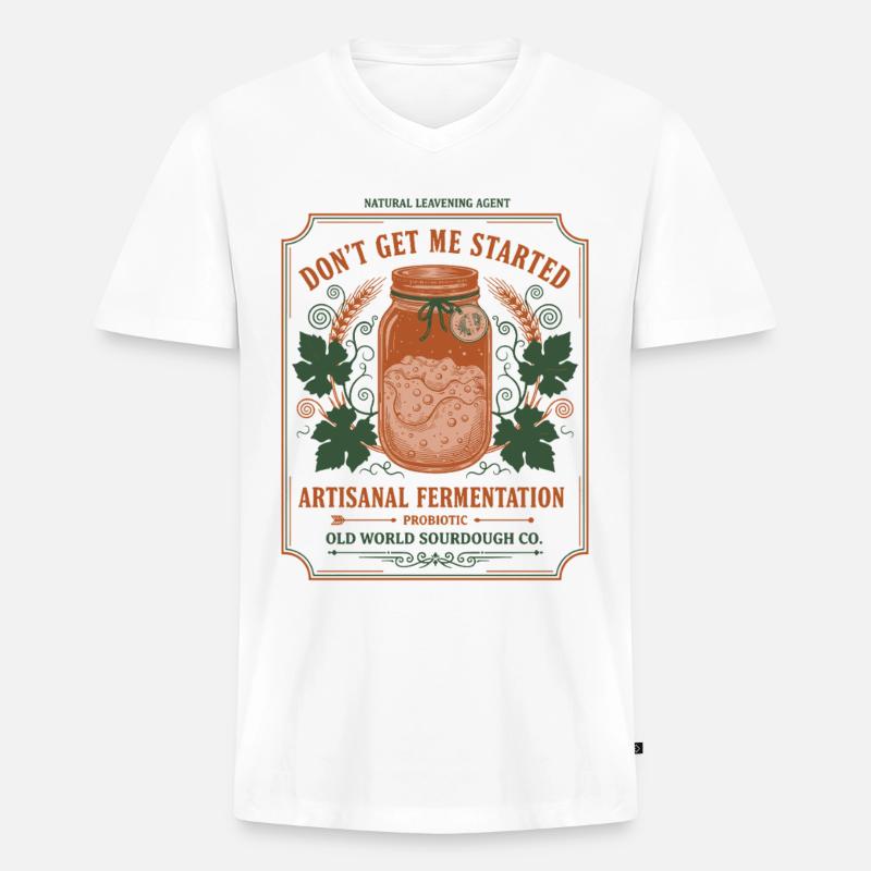 Sauerteigbrot Backbäcker Sauerteigstarter - Männer Premium Bio T-Shirt mit V-Ausschnitt - Weiß