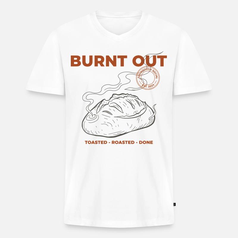 Sauerteigbrot-Backen Burnout Bäcker-Ära - Männer Premium Bio T-Shirt mit V-Ausschnitt - Weiß