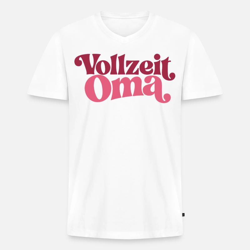 Vollzeit Oma | Großmutter Geschenk - Männer Premium Bio T-Shirt mit V-Ausschnitt - Weiß