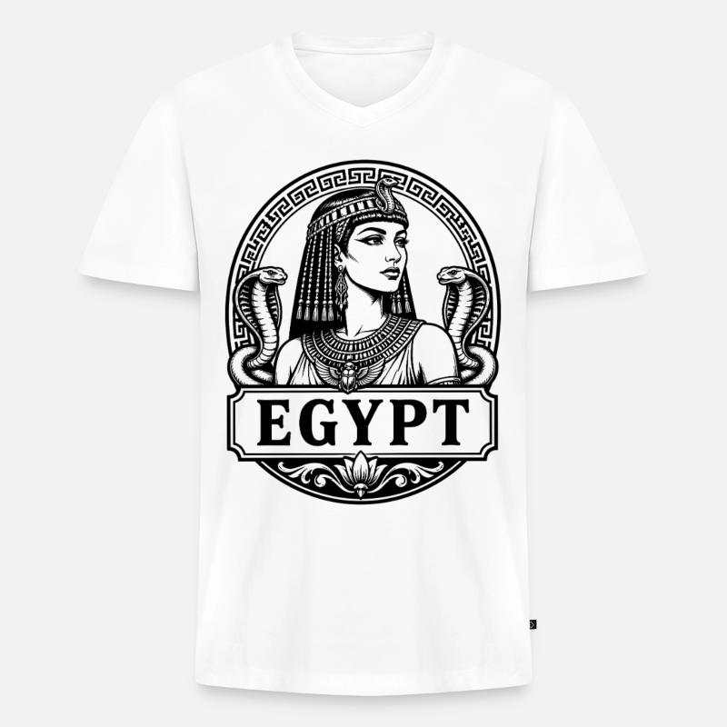 Cleopatra Egypt Königin Nil Pyramiden - Männer Premium Bio T-Shirt mit V-Ausschnitt - Weiß