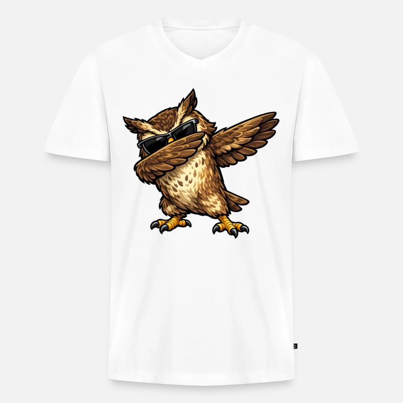 Dabbing Uhu - Männer Premium Bio T-Shirt mit V-Ausschnitt - Weiß