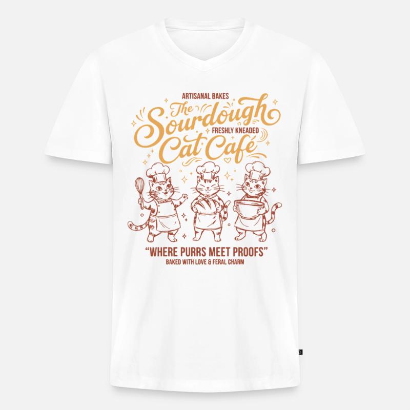 Sauerteigbrot Backbäcker Sauerteigstarter - Männer Premium Bio T-Shirt mit V-Ausschnitt - Weiß