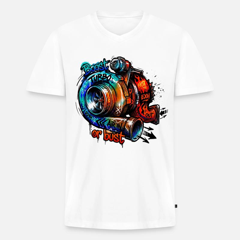 Turbo-Boost oder Bust - Männer Premium Bio T-Shirt mit V-Ausschnitt - Weiß
