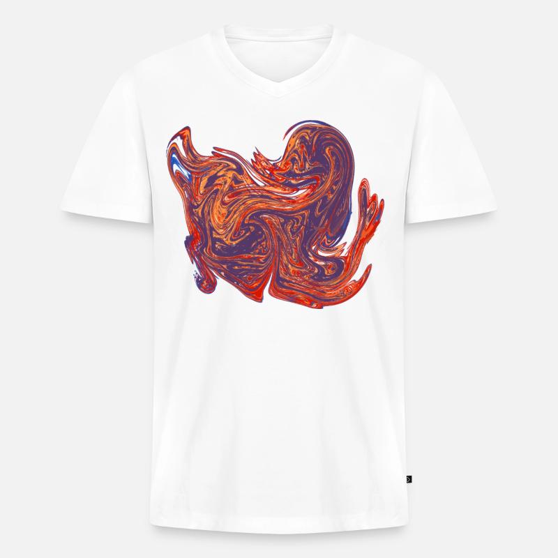 Farbwirbel-Herz Marmormuster - Männer Premium Bio T-Shirt mit V-Ausschnitt - Weiß