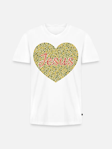 Jésus t’aime | Foi | Don - T-shirt encolure en V Premium bio Homme - blanc