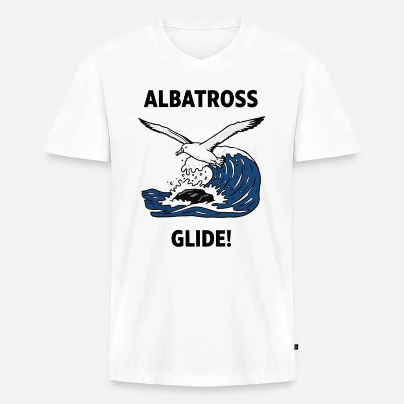 Albatros, Heuler, Seegleit-Albatros - Männer Premium Bio T-Shirt mit V-Ausschnitt - Weiß