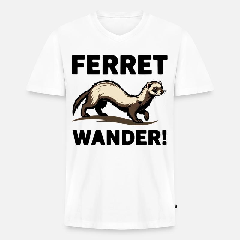 Frettchen-Wander-Frettchen-Erkundung beim Durchstöbern - Männer Premium Bio T-Shirt mit V-Ausschnitt - Weiß