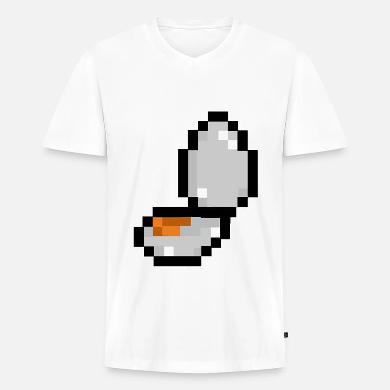 Pixel-Ei - Männer Premium Bio T-Shirt mit V-Ausschnitt - Weiß