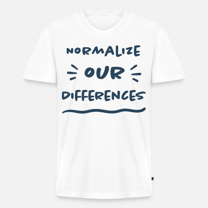 Normaliser nos différences - Inclusion - T-shirt encolure en V Premium bio Homme - blanc