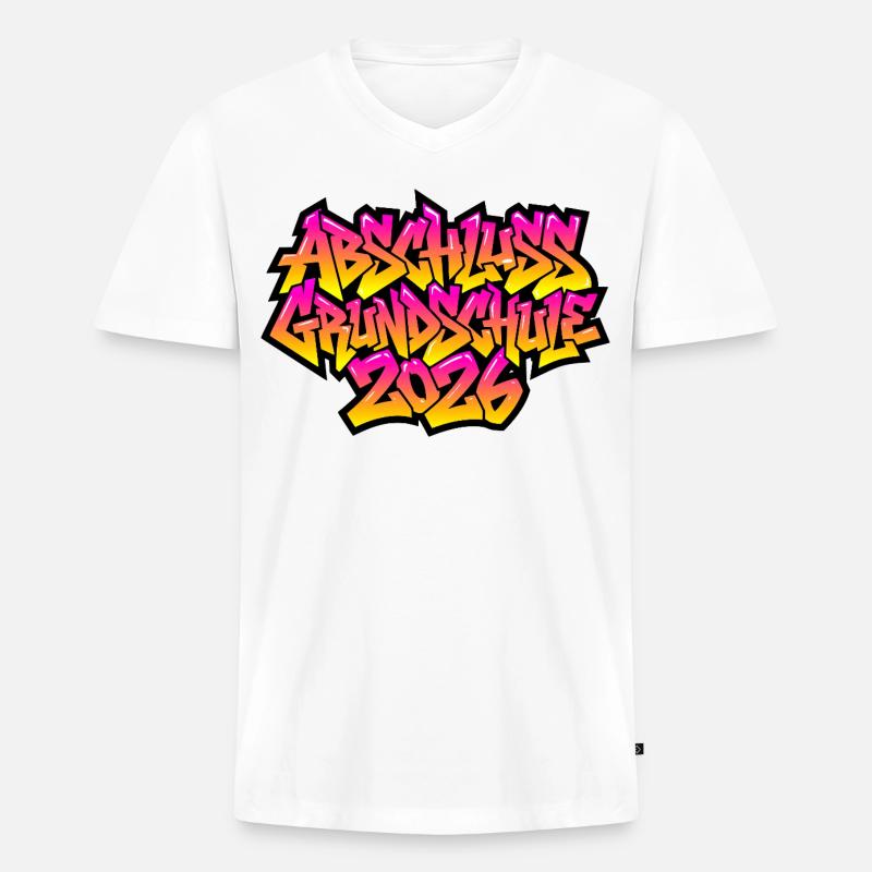 Grundschule Abschluss 2026 Graffiti - Männer Premium Bio T-Shirt mit V-Ausschnitt - Weiß