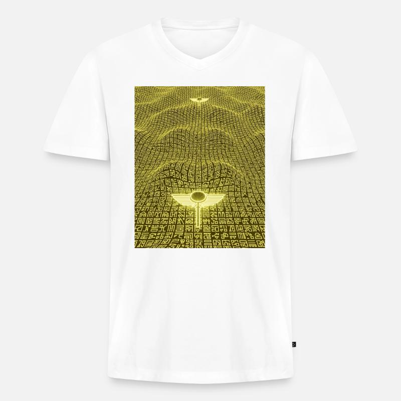 Ancient Golden Code Alien Artifact - Men's Premium Organic T-shirt with V-neck - white