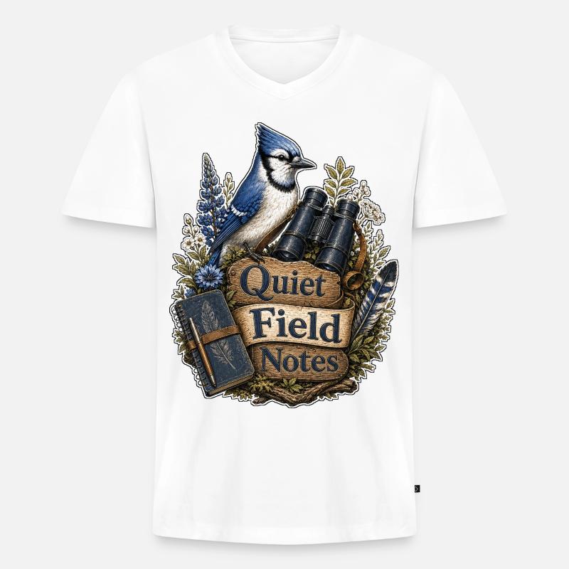 Quiet Field Notes Wolken - Männer Premium Bio T-Shirt mit V-Ausschnitt - Weiß