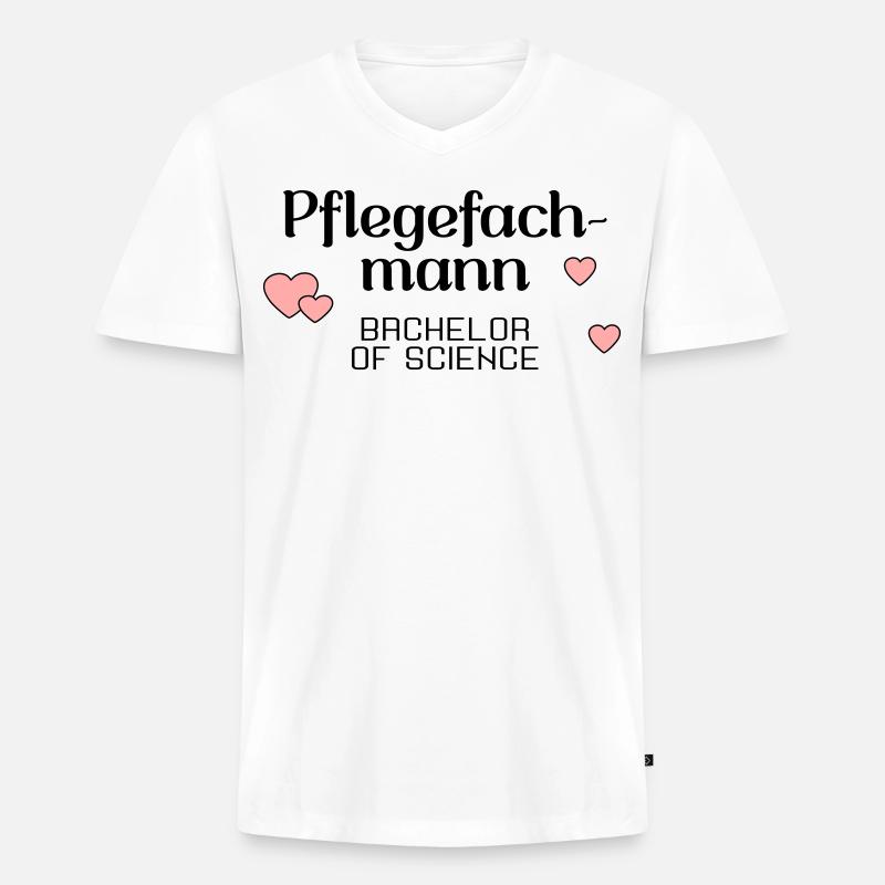 Pflegefachmann Studium Abschluss - Männer Premium Bio T-Shirt mit V-Ausschnitt - Weiß