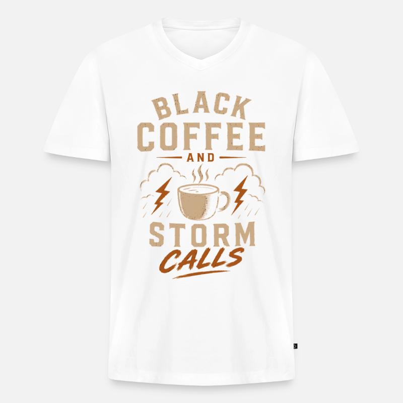 Lineman Strom Schwarzer Kaffee Und Sturm - Männer Premium Bio T-Shirt mit V-Ausschnitt - Weiß