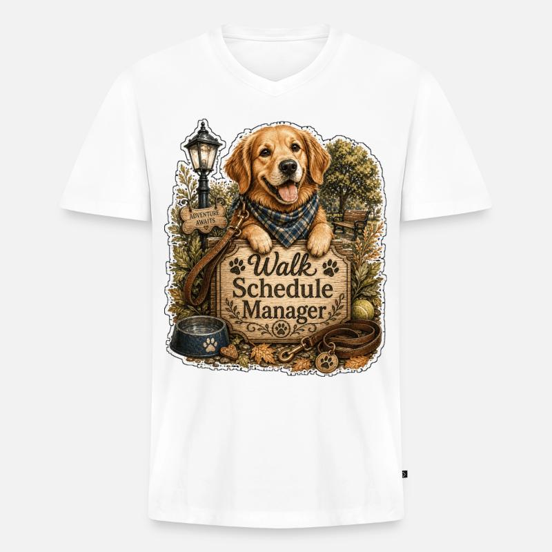 Walk Schedule Manager Hund - Männer Premium Bio T-Shirt mit V-Ausschnitt - Weiß