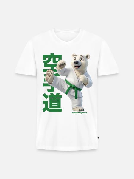 Karate Eisbär - Männer Premium Bio T-Shirt mit V-Ausschnitt - Weiß