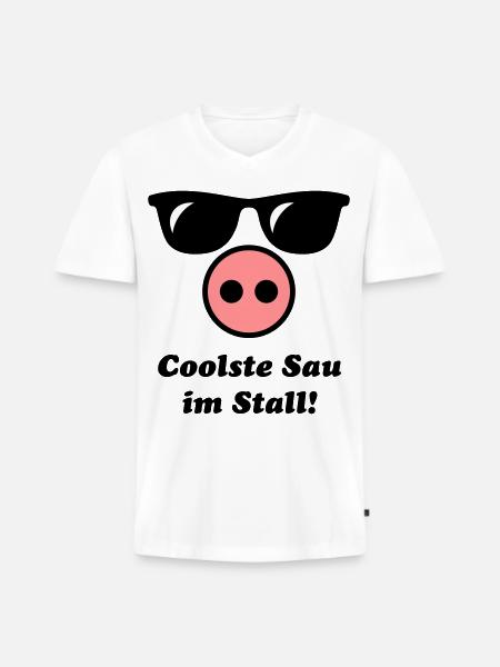 Coolste Sau Im Stall! (Cool) - Männer Premium Bio T-Shirt mit V-Ausschnitt - Weiß