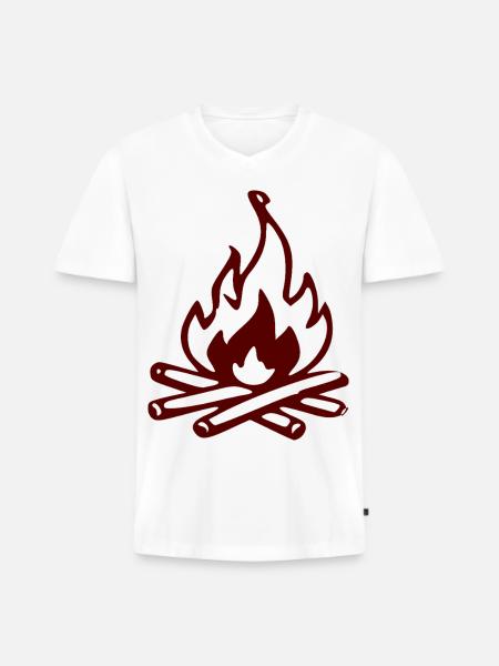 Silhouette Feu de camp rouge - T-shirt encolure en V Premium bio Homme - blanc