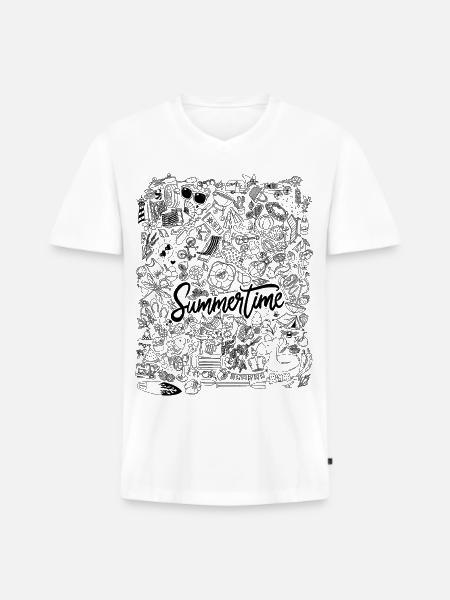 Summertime - Men's Premium Organic T-shirt with V-neck - white