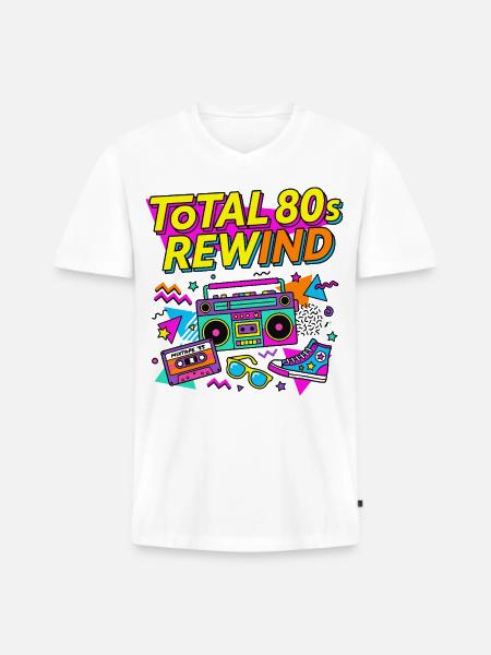 Total 80s Rewind - Männer Premium Bio T-Shirt mit V-Ausschnitt - Weiß