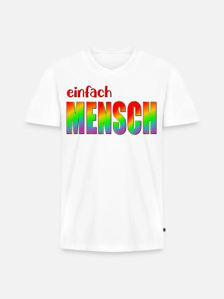 MENSCH INKLUSION VIELFALT - Männer Premium Bio T-Shirt mit V-Ausschnitt - Weiß