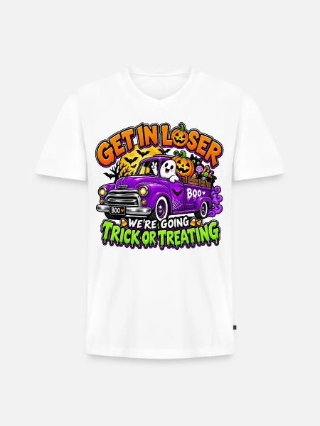Halloween-Fahrt - Männer Premium Bio T-Shirt mit V-Ausschnitt - Weiß