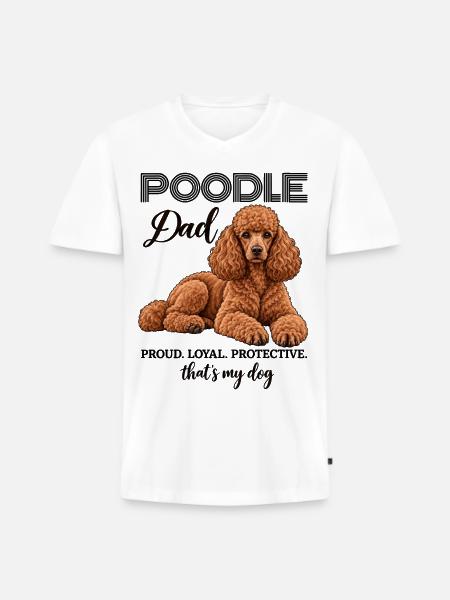 Poodle Dad Pudel Papa Hundebesitzer - Männer Premium Bio T-Shirt mit V-Ausschnitt - Weiß