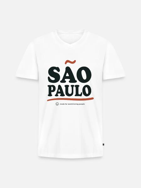 São Paulo Retrotypografie - Männer Premium Bio T-Shirt mit V-Ausschnitt - Weiß