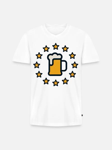 EU Bierkrug Sternenkranz - Männer Premium Bio T-Shirt mit V-Ausschnitt - Weiß