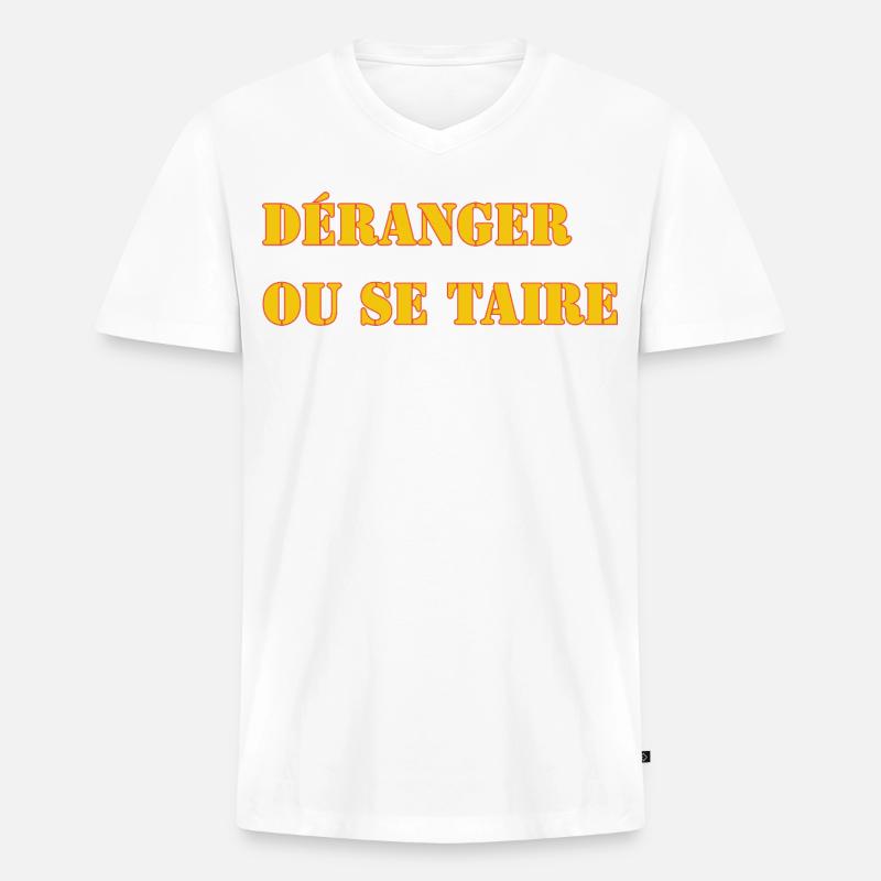 STÖREN ODER SCHWEIGEN. - Männer Premium Bio T-Shirt mit V-Ausschnitt - Weiß