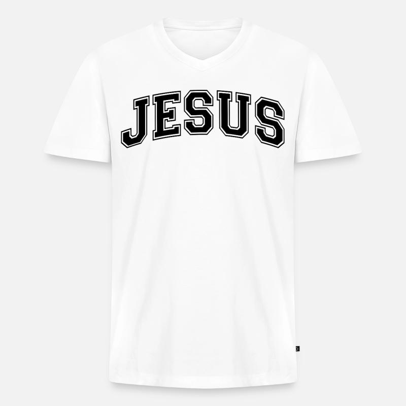 Jesus | Liebe | Glaube | Geschenk - Männer Premium Bio T-Shirt mit V-Ausschnitt - Weiß