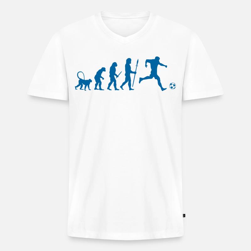 Evolution of a Soccer Player - Männer Premium Bio T-Shirt mit V-Ausschnitt - Weiß