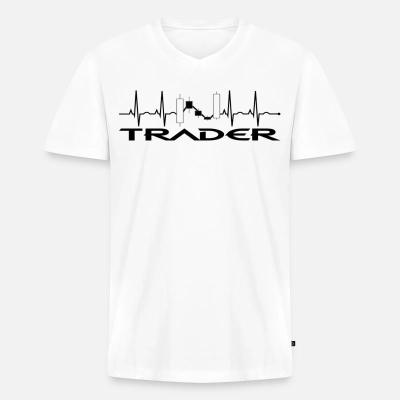Trader - Männer Premium Bio T-Shirt mit V-Ausschnitt - Weiß