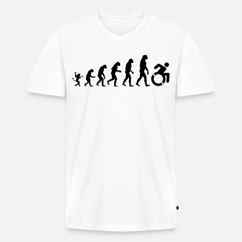 Evolution des Rollstuhls * - Männer Premium Bio T-Shirt mit V-Ausschnitt - Weiß