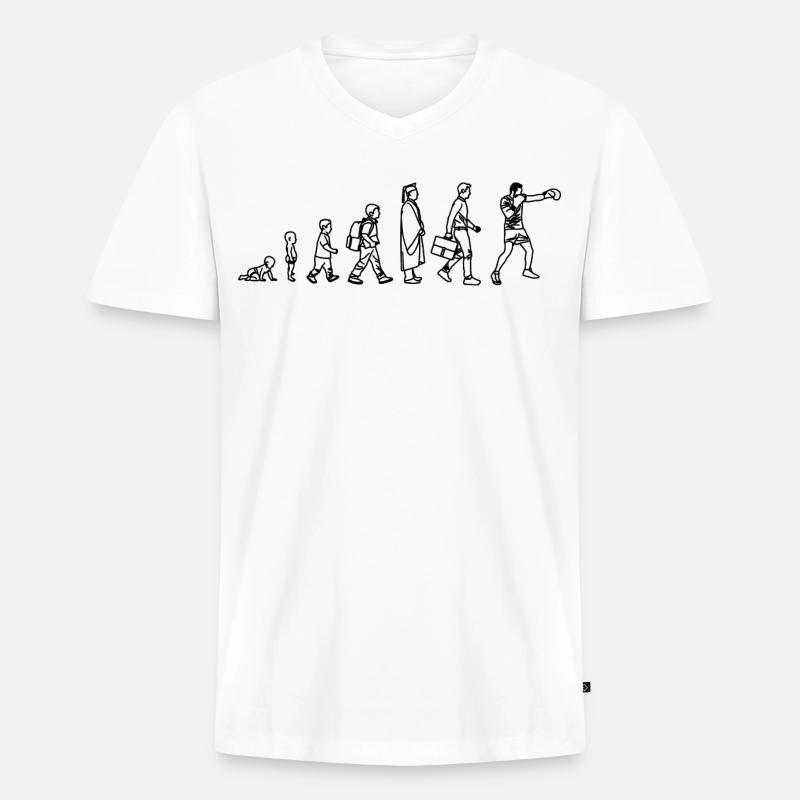 Boxen Evolution - Männer Premium Bio T-Shirt mit V-Ausschnitt - Weiß