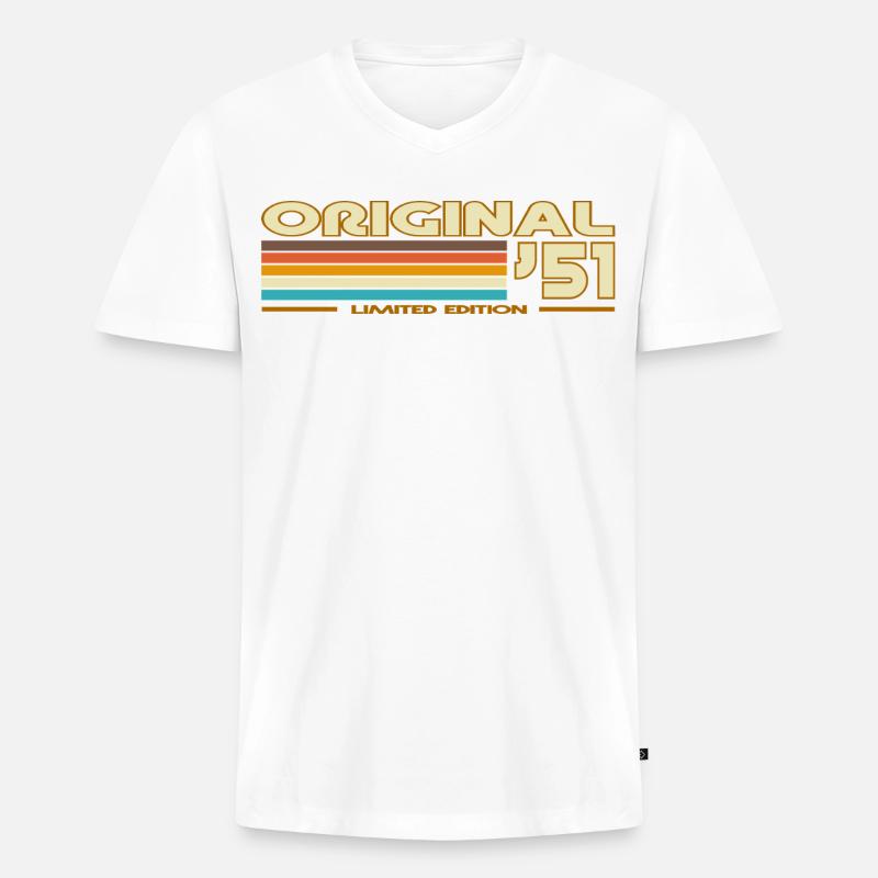1951 - Männer Premium Bio T-Shirt mit V-Ausschnitt - Weiß