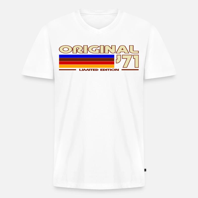 Originales 71 Rainbow Retro-Abzeichen - Männer Premium Bio T-Shirt mit V-Ausschnitt - Weiß